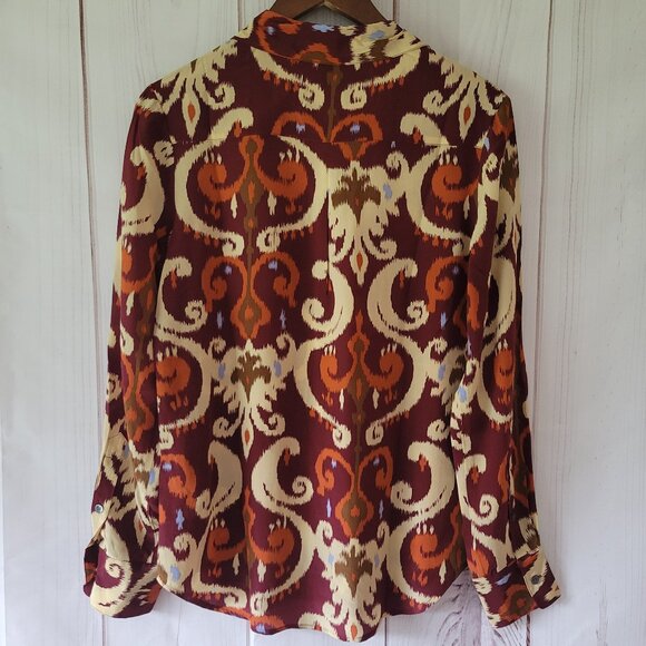 NWT 2OH Threads Two Old Hippies 100% Silk, Long Sleeve Button Front Shirt, M, - Picture 2 of 6
